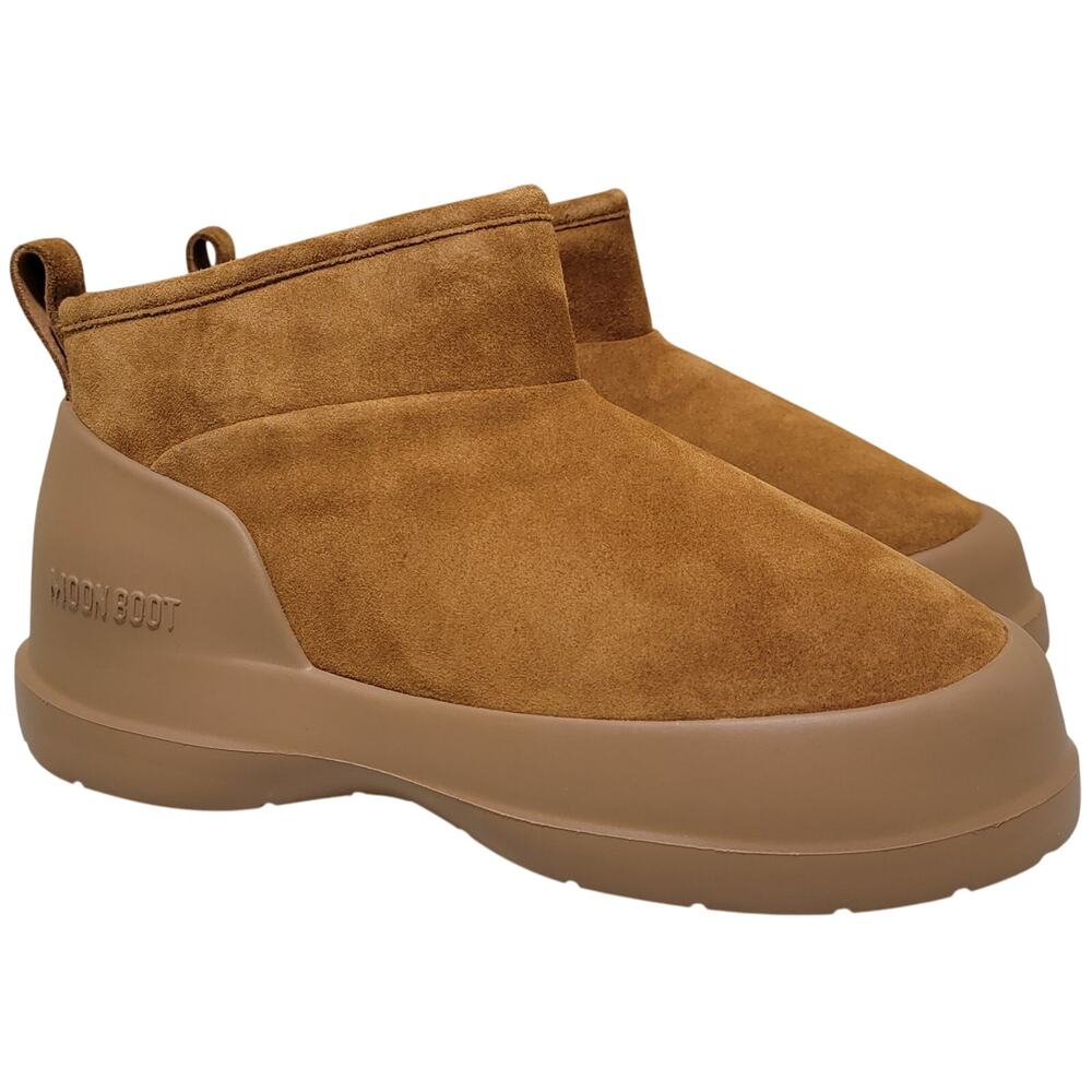 Moon Boot Men Ambidextrous Luna Low Boot Suede Size US 10 Cognac Brown